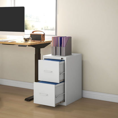 HOMCOM wo-Drawer Modern Steel Filing Cabinet - White