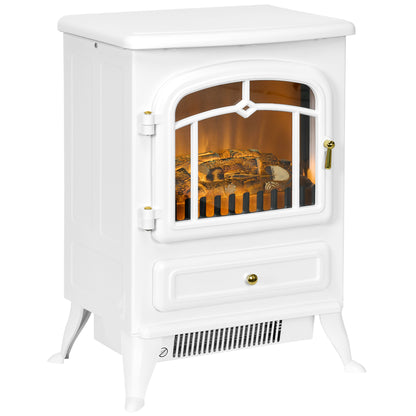 HOMCOM odern Electric Fireplace, Freestanding Electric Stove Fire with Flame Effect, 950/1850W, White