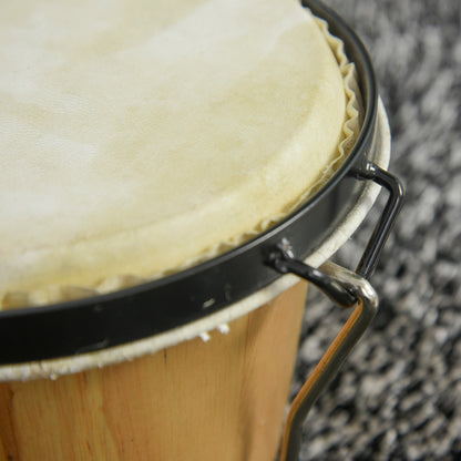 HOMCOM ooden Bongo Drum Set ?7.75" & ?7" w/ Drum Head, Percussion Instrument, Drums, Tuning Wrench For Adults Beginners