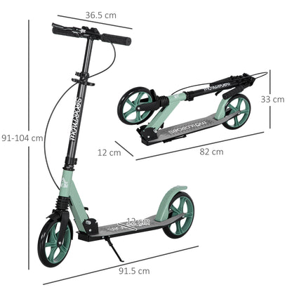 HOMCOM ne-click Folding Kick Scooter for 14+ w/ Adjustable Handlebar, Push Scooter with Kickstand, Dual Brake System, Shock Absorber, 200mm Wheels & ABEC-9 Bearings