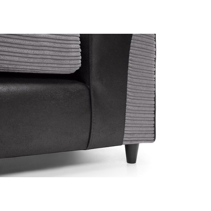 Harley Cord Fabric Corner Sofa - Black-Left Facing