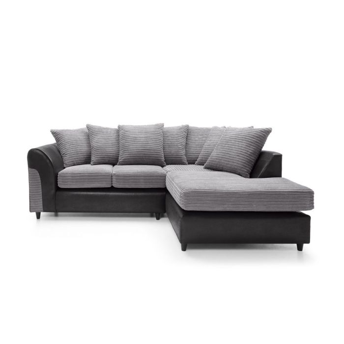 Harley Cord Fabric Corner Sofa - Black-Right Facing