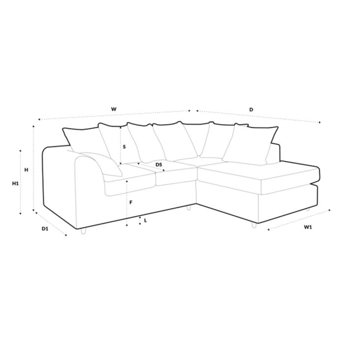 Dilan Fabric Corner Sofa - Black-Left Facing