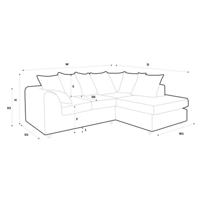 Dilan Fabric Corner Sofa - Black-Left Facing