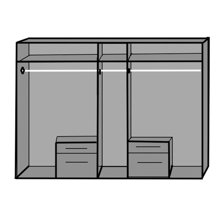 Fresco 5 Door 4 Drawer Mirrored Wardrobe | White & Graphite Finish | Furco