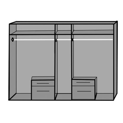 Fresco 5 Door 4 Drawer Mirrored Wardrobe | White & Graphite Finish | Furco