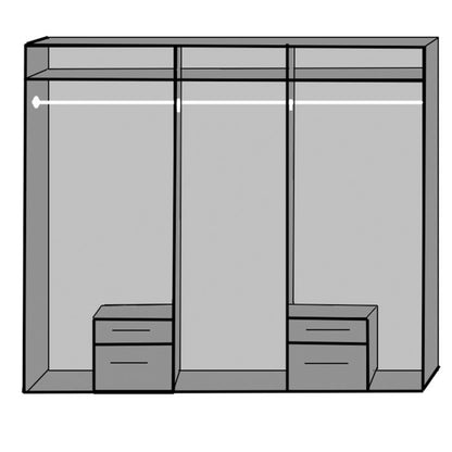 Fresco 6 Door 4 Drawer Mirrored Wardrobe | White and Graphite | Stylish Organizer | Furco