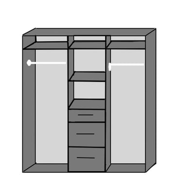 Cadiz 3-Door Mirrored Wardrobe in White and Grey with Ample Storage and Modern Design