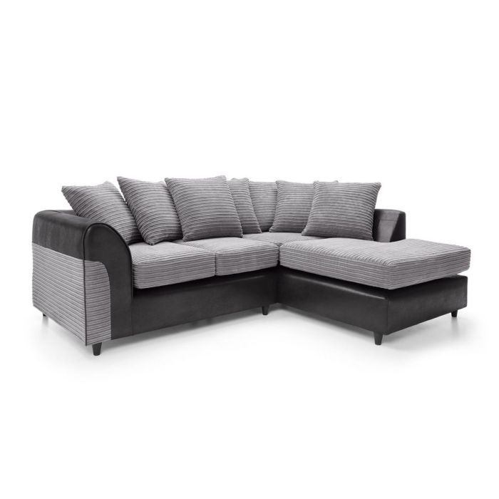 Harley Cord Fabric Corner Sofa - Black-Right Facing