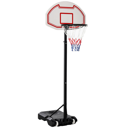 HOMCOM ortable Basketball Hoop Stand Freestanding Sports System Adjustable Height 1.55-2.1M on Wheels for Teenagers Adults, White