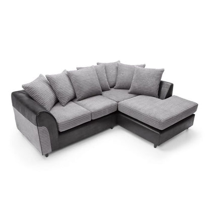 Harley Cord Fabric Corner Sofa - Black-Right Facing