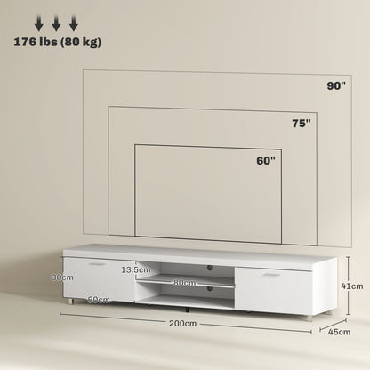 HOMCOM odern TV unit Cabinet Entertainment Centre for TVs up to 90" w/ Cabinet Shelf for Living room Bedroom White