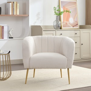 Ronan Boucle Fabric Accent Chair - Cream