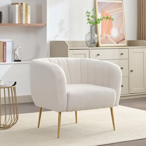 Ronan Boucle Fabric Accent Chair - Cream