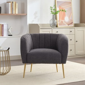 Ronan Boucle Fabric Accent Chair - Dark Grey