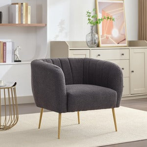 Ronan Boucle Fabric Accent Chair - Dark Grey