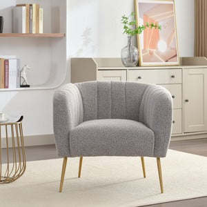 Ronan Boucle Fabric Accent Chair - Light Grey