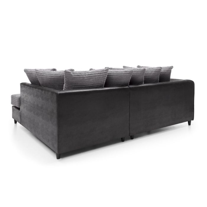 Harley Cord Fabric Corner Sofa - Black-Right Facing