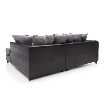 Harley Cord Fabric Corner Sofa - Black-Right Facing