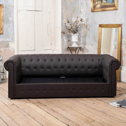 Richland Chesterfield Leather 3 Seater Sofabed - Brown