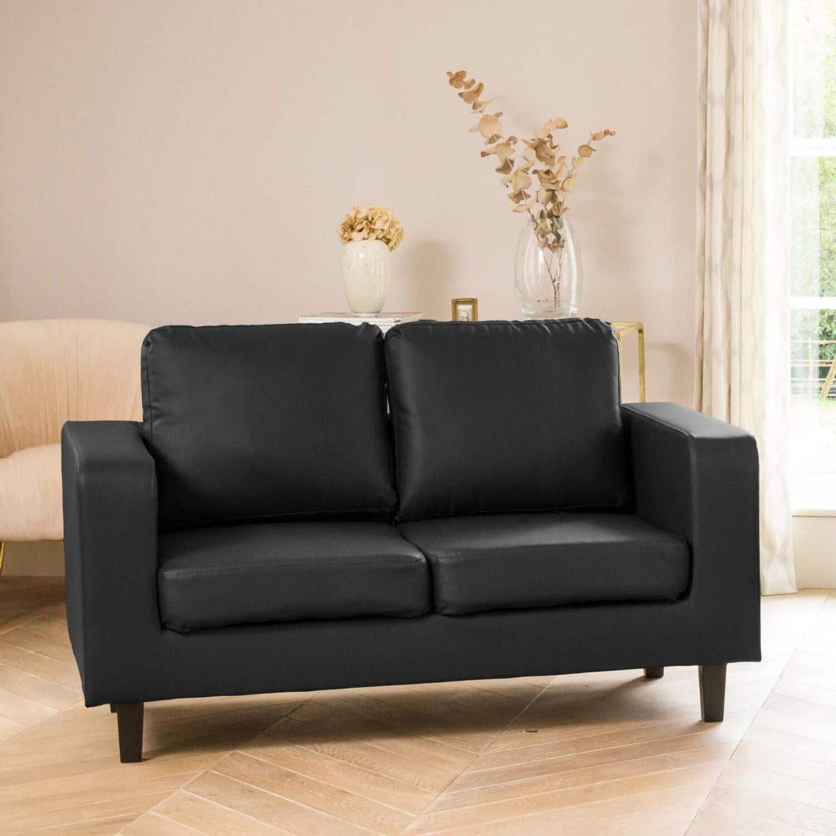 Monmouth 2 Seat Sofa - Black Leather