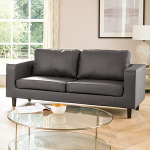 Contemporary Grey Faux Leather 3-Seater Sofa for Home and Office