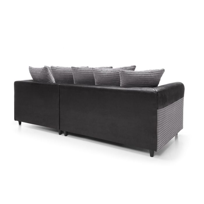 Harley Cord Fabric Corner Sofa - Black-Right Facing