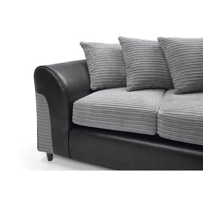 Harley Cord Fabric Corner Sofa - Black-Right Facing