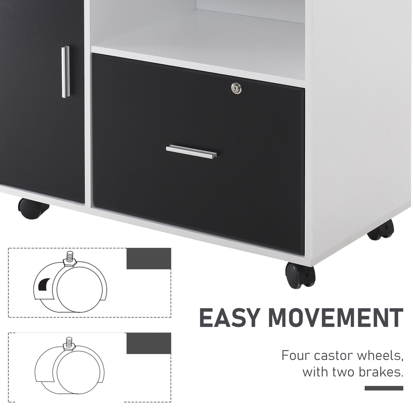 HOMCOM ulti-Compartment Office Storage Cabinet, with File Hangers - Black/White