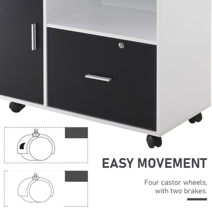 HOMCOM ulti-Compartment Office Storage Cabinet, with File Hangers - Black/White