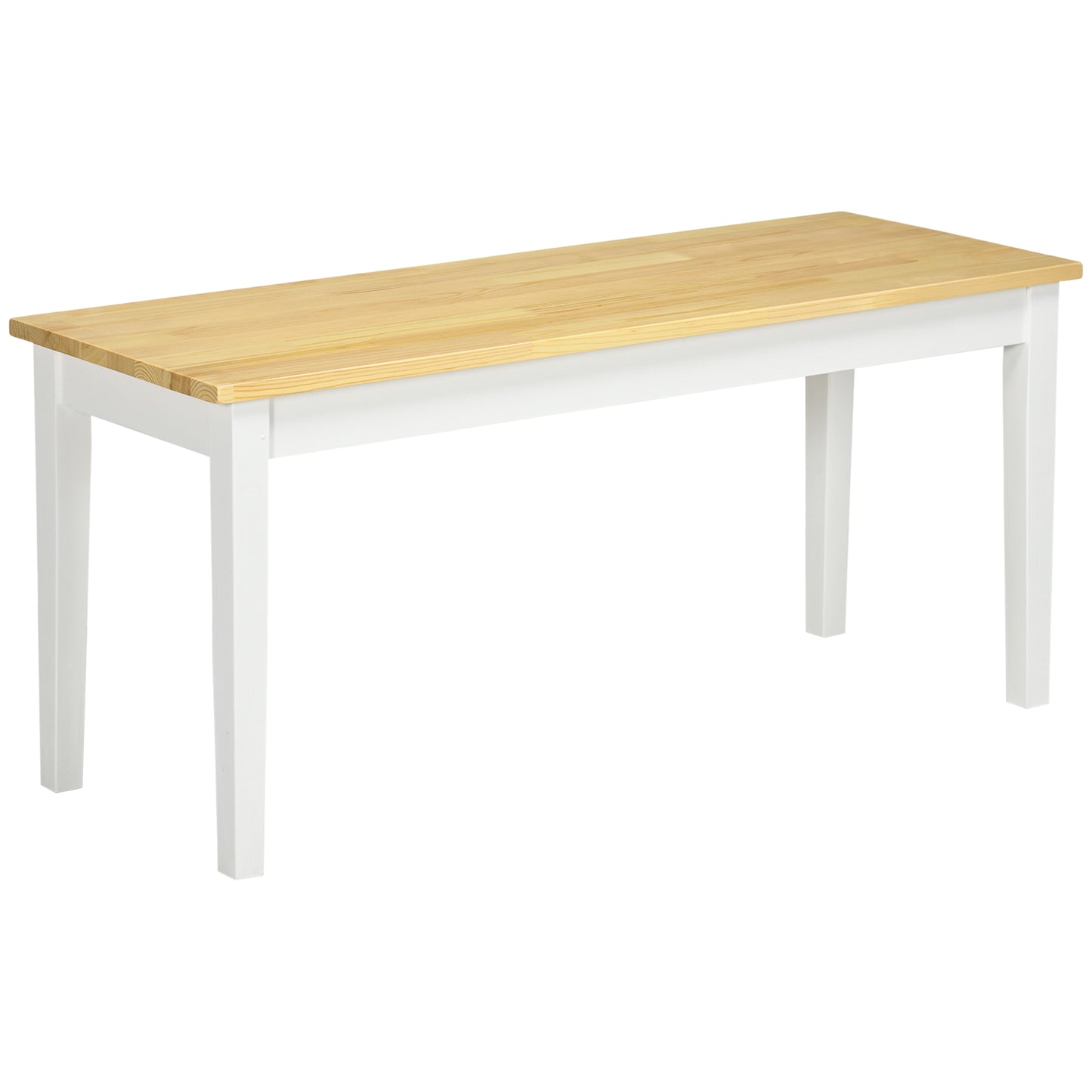 HOMCOM 02 cm Wood Dining Bench for 2 People, Wooden Bench for Kitchen, Dining Room, Entryway, White