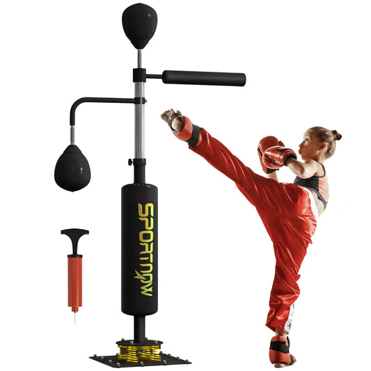 SPORTNOW Boxing Bag, Freestanding Punching Bag, with Reflex Bar, Speed Balls, Black