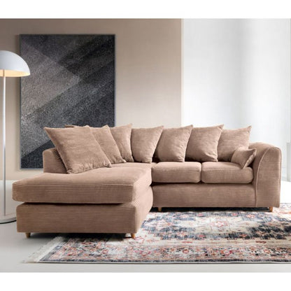 Jill Jumbo Corner Sofa - Brown-Left Facing Fabric