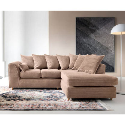 Jill Jumbo Corner Sofa - Brown-Right Facing Fabric