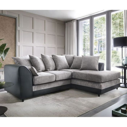 Dilan Fabric Corner Sofa - Black-Right Facing