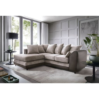 Dilan Fabric Corner Sofa - Brown-Left Facing