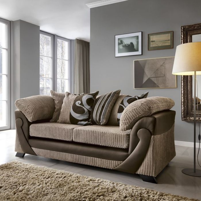 Illuminate 3 Seater Sofa - Brown Fabric