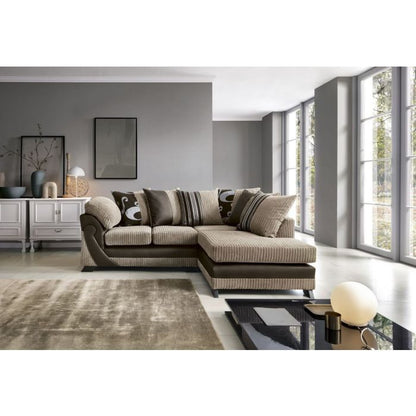 Illuminate Fabric Corner Sofa - Brown-Right Facing