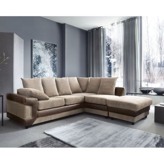 Dyno Fabric Corner Sofa - Brown-Right Facing