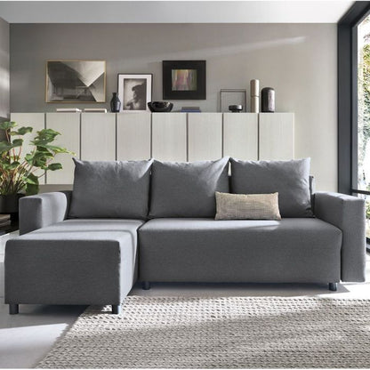 Osllo Corner Sofabed - Dark Grey-Left Facing Fabric