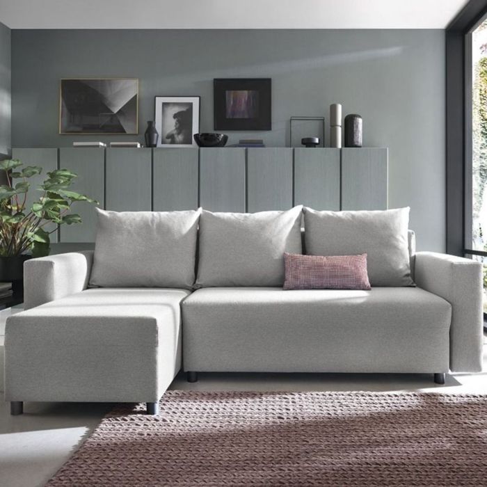 Osllo Corner Sofabed - Light Grey-Left Facing Fabric