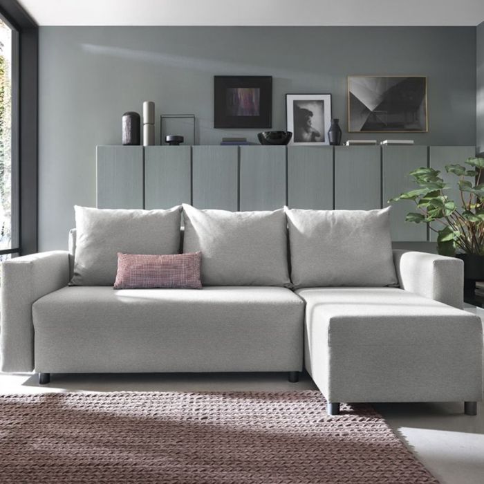 Osllo Corner Sofabed - Light Grey-Right Facing Fabric