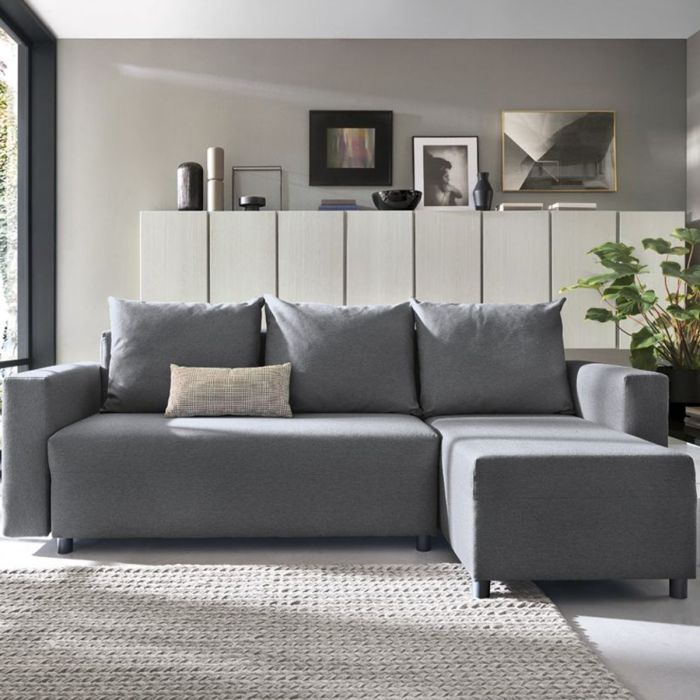 Osllo Corner Sofabed - Dark Grey-Right Facing Fabric