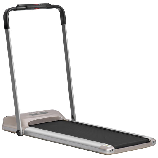 HOMCOM -10kmh Folding Treadmill, Electric Running machine, with Wheels, Safety Button, LCD Monitor, Phone Holder