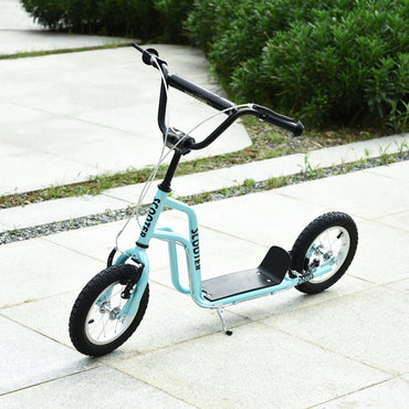 HOMCOM een Kids Stunt Scooter Children Kick Scooter Adjustable Handlebar 2 Brakes Ride On 12 Inch Rubber Tyres Blue