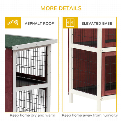 PawHut Rabbit Hutch Outdoor 2-Tier Guinea Pig Cage Bunny House Cage with No-Leak Trays for Indoor and Outdoor 136 x 50 x 93cm