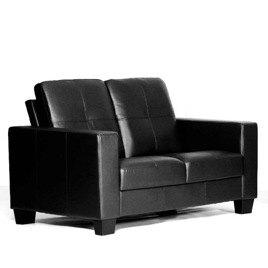 Wadrqua Elegant Black 2-Seater Sofa in Bonded Leather & PVC – Luxurious Comfort for Your Home