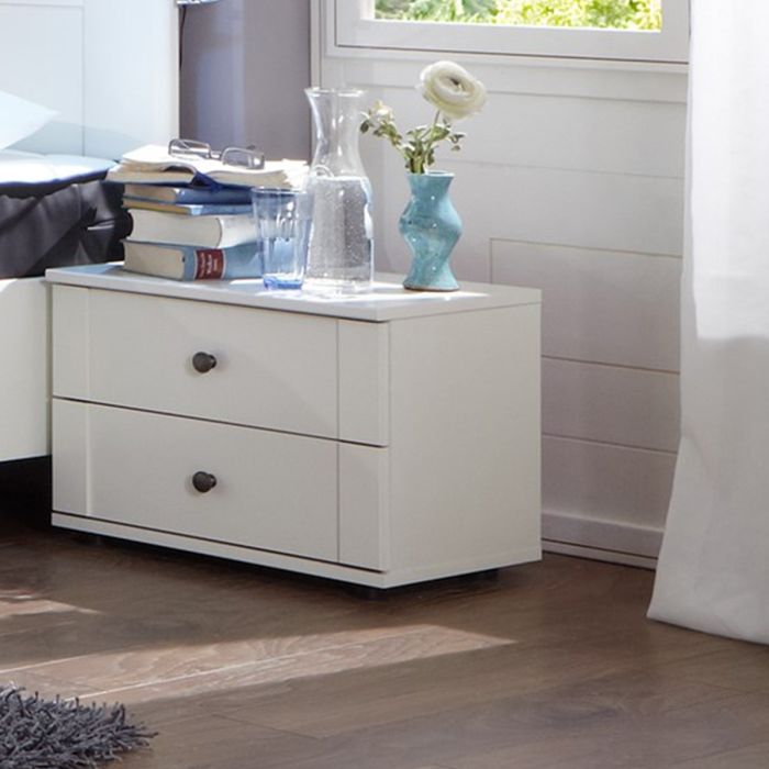 Cairo 2 Drawer Bedside Table - White