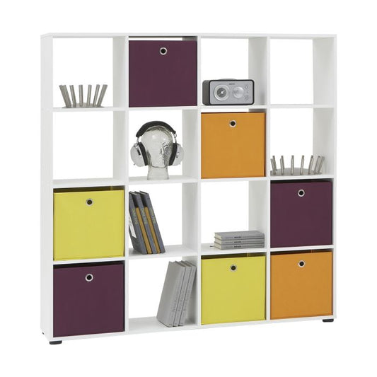 Modern White 4x4 Storage Cube Room Divider with Ample Space for Accessories