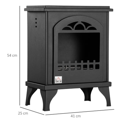 HOMCOM ree Standing Ethanol Fireplace, Bioethanol Heater Stove Fire with 0.9L Tank, 3 Hours Burning Time, Black